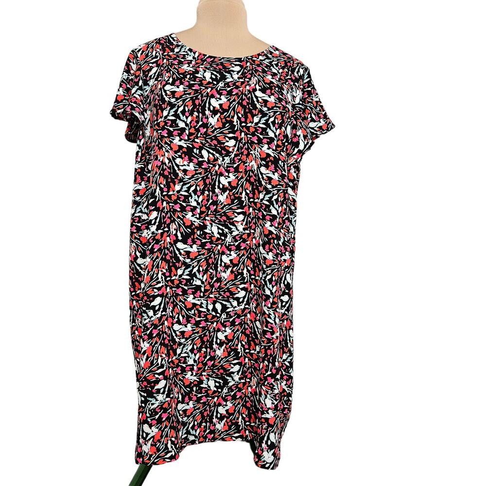 Tahari Dress Floral Flutter Sleeve Midi Length Scoopneck Plus Size 1X Corpcore‎